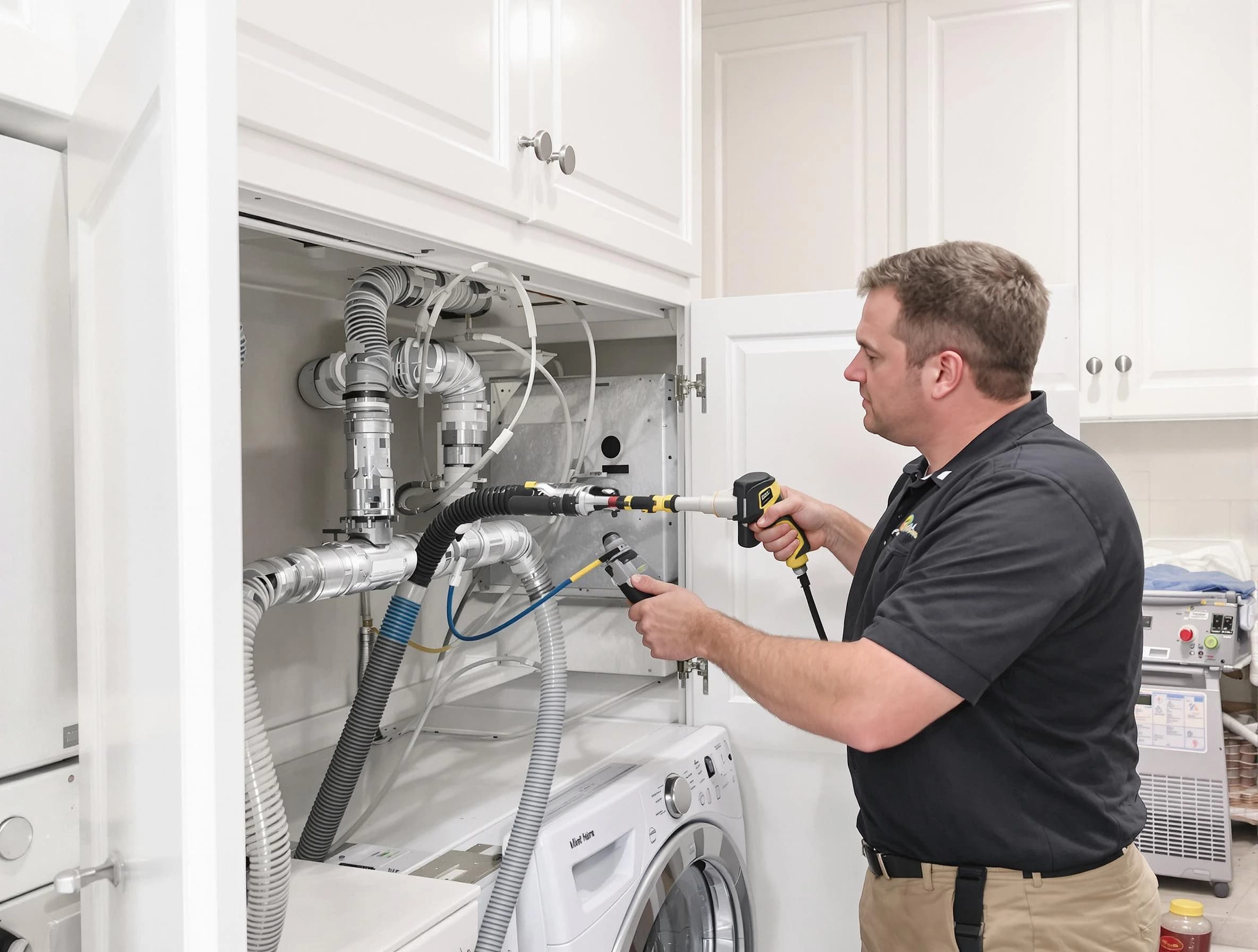 West Deer Dryer Vent Cleaning professional removing severe blockage from a clogged dryer vent in West Deer