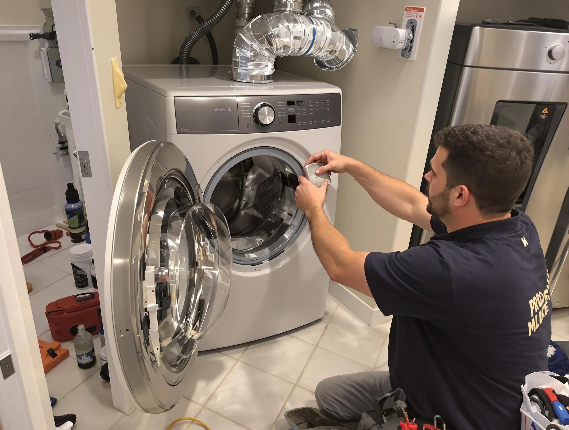 West Deer Dryer Vent Cleaning technician performing precise dryer vent hose installation in West Deer