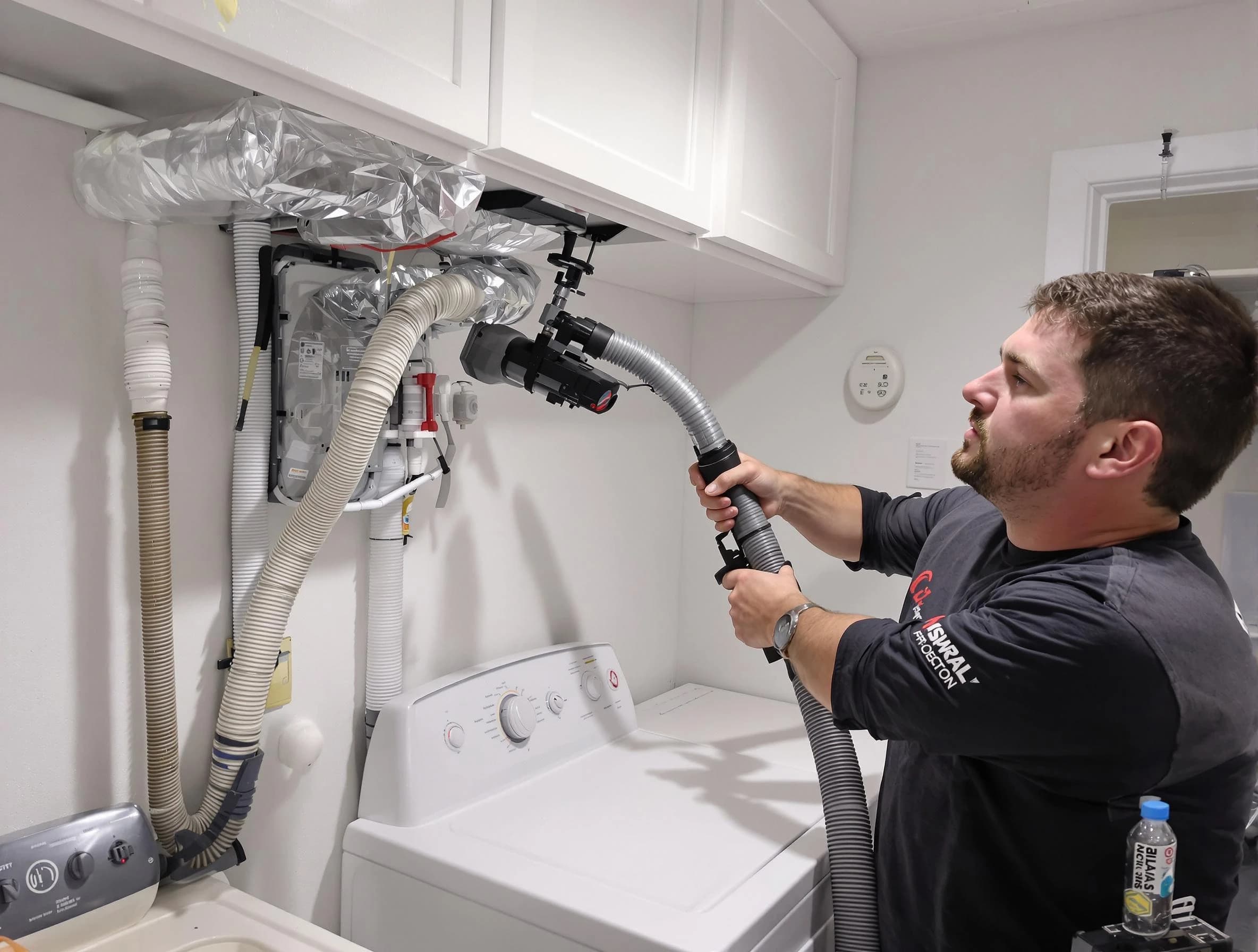 West Deer Dryer Vent Cleaning certified technician performing safety-focused gas dryer vent cleaning in West Deer