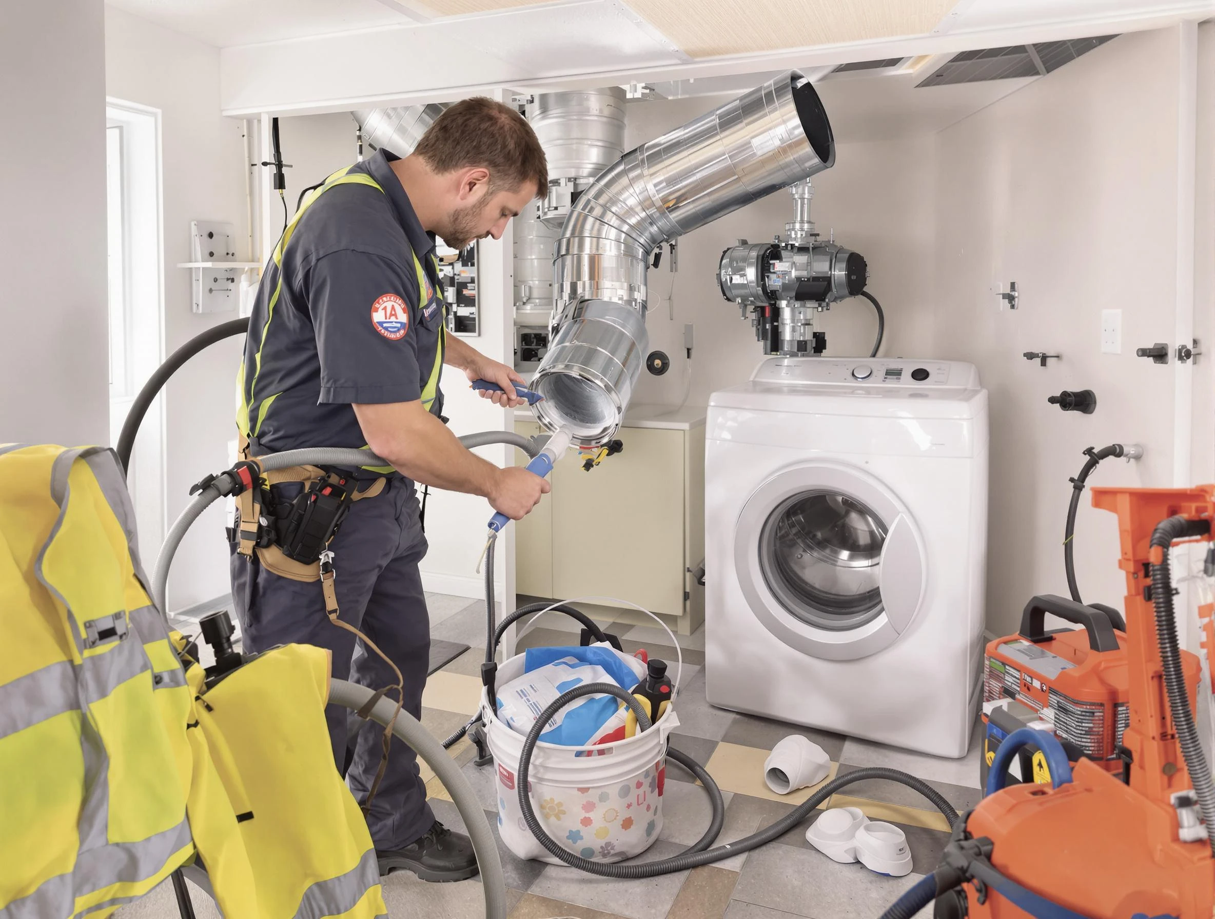 West Deer Dryer Vent Cleaning technician using specialized equipment to clear severe dryer vent blockage in West Deer